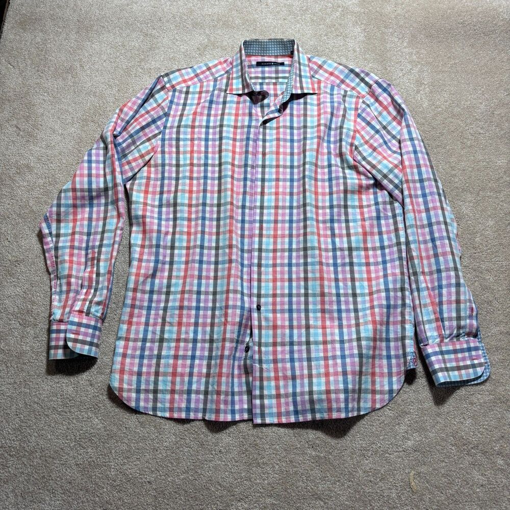 Hammer Made Plaid Button Up Shirt Men's Long Sleeve Size 42/16.5 Mens L
